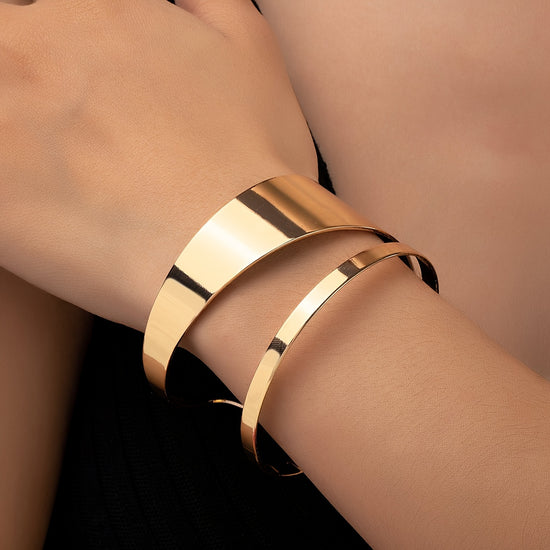 Party Essential GoldenTone Adjustable Metal Cuff Bracelet for Women  Sleek Minimalist Design Perfect for Casual Attire or Parties Thick Wide Bracelet for Ladies